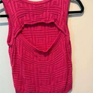 Vibrant Pink Geometric Knit Tank Top
